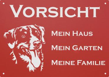 Aluminium Warnschild Appenzeller Sennenhund VORSICHT Mein Haus mein Garten meine Familie